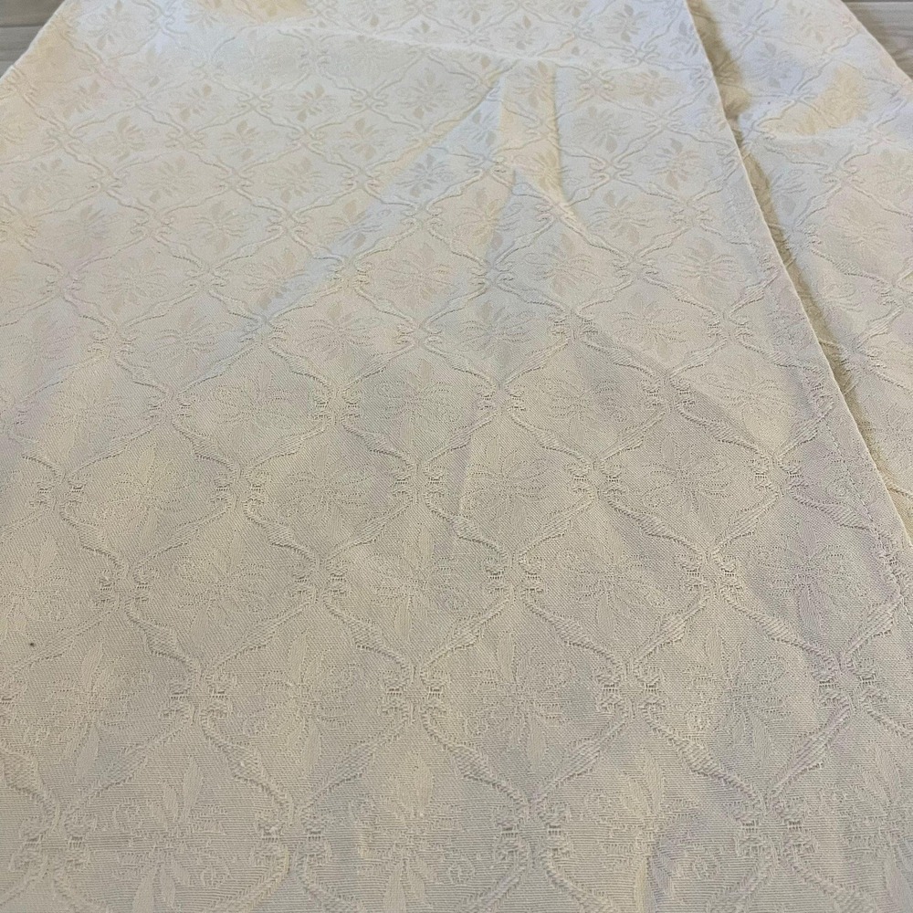 VTG Vivaldi Jeanswear Cream Floral Jacquard Cotton Blend Midi Wrap Skirt Size 10 - Picture 2 of 8